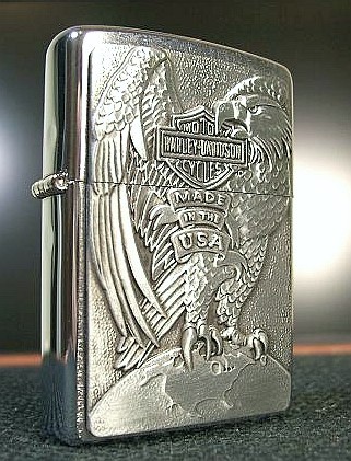 Zippo 200HD.H231,Made in USA Eagle & Globe Emblem Brushed Chrome