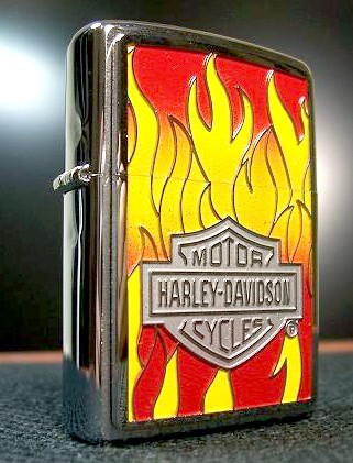 Zippo 20868, Harley-Davidson Flames Emblem Brushed Chrome