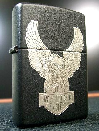 Zippo 218HD.H255,H-D Eagle Silver Inlay Black Matte